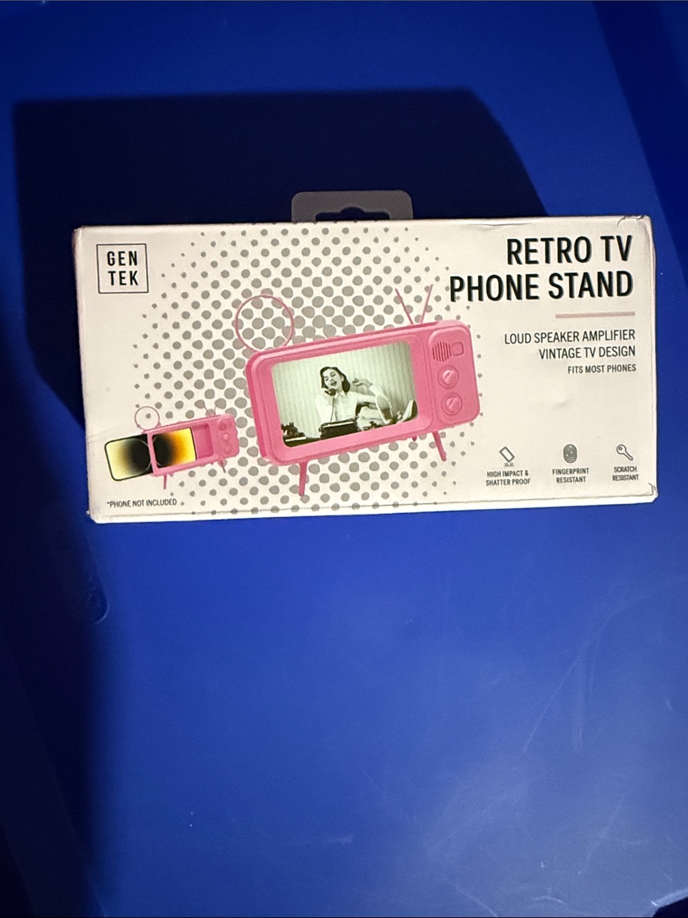 Pink Retro TV Phone Stand with Amplifier
